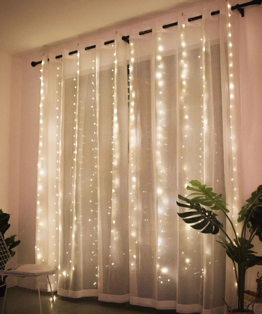 Christmas Lights Curtain Garland